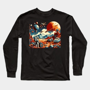 Red Planet Rendezvous: 1950s Martian Safari Long Sleeve T-Shirt